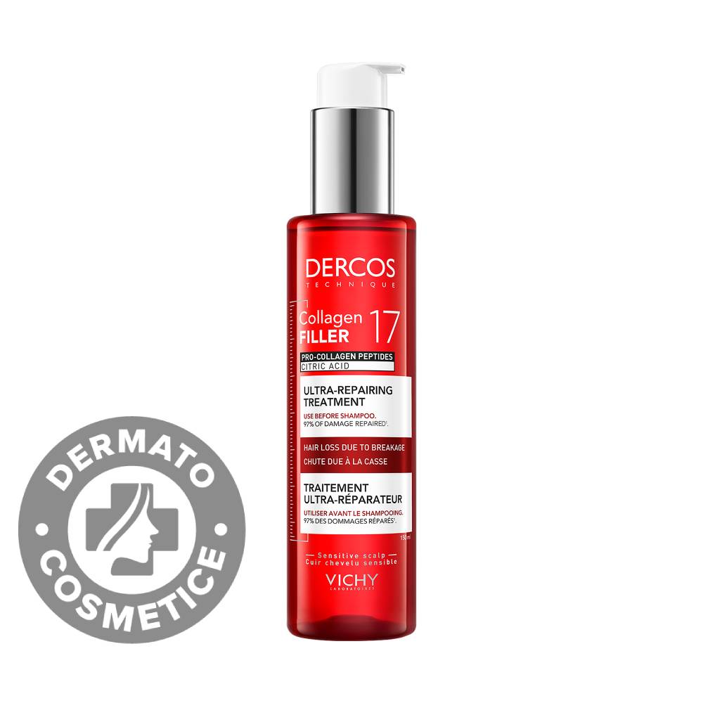 Tratament ultra-reparator cu peptide pro-colagen si acid citric Dercos Collagen 17 Filler, 150ml, Vichy