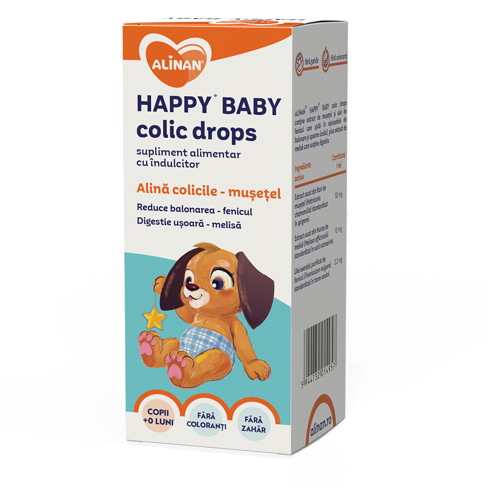 Happy Baby colic drops Alinan + 0 luni, 50ml, Fiterman