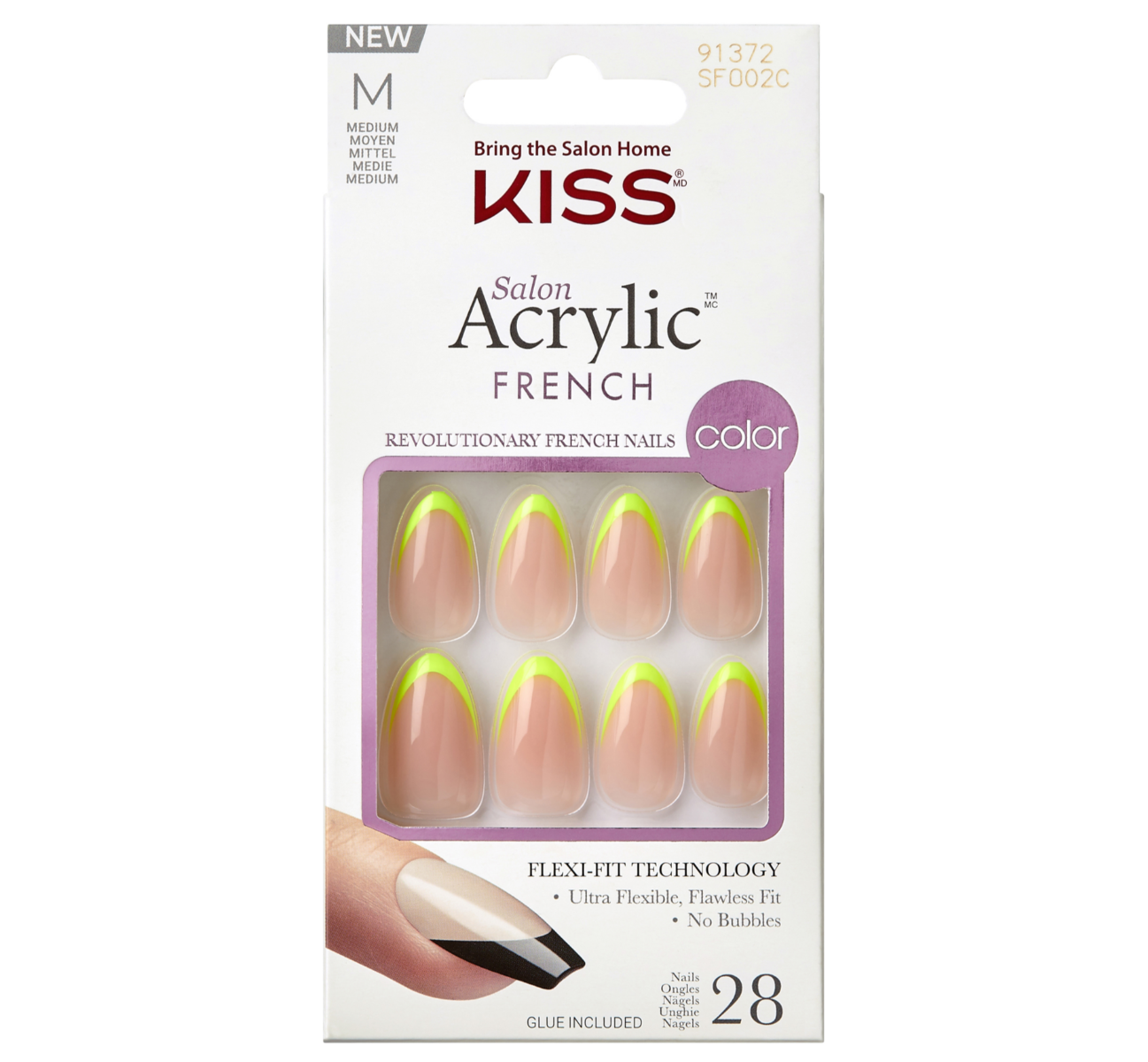 Unghii false Salon Acrylic French Color Hype, 28 bucati, Kiss