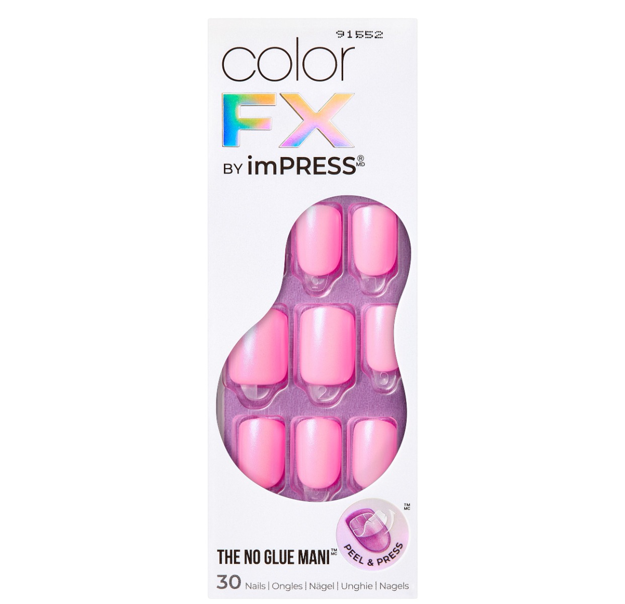 Unghii false Impress Color Fx Late Night, 30 bucati, Kiss