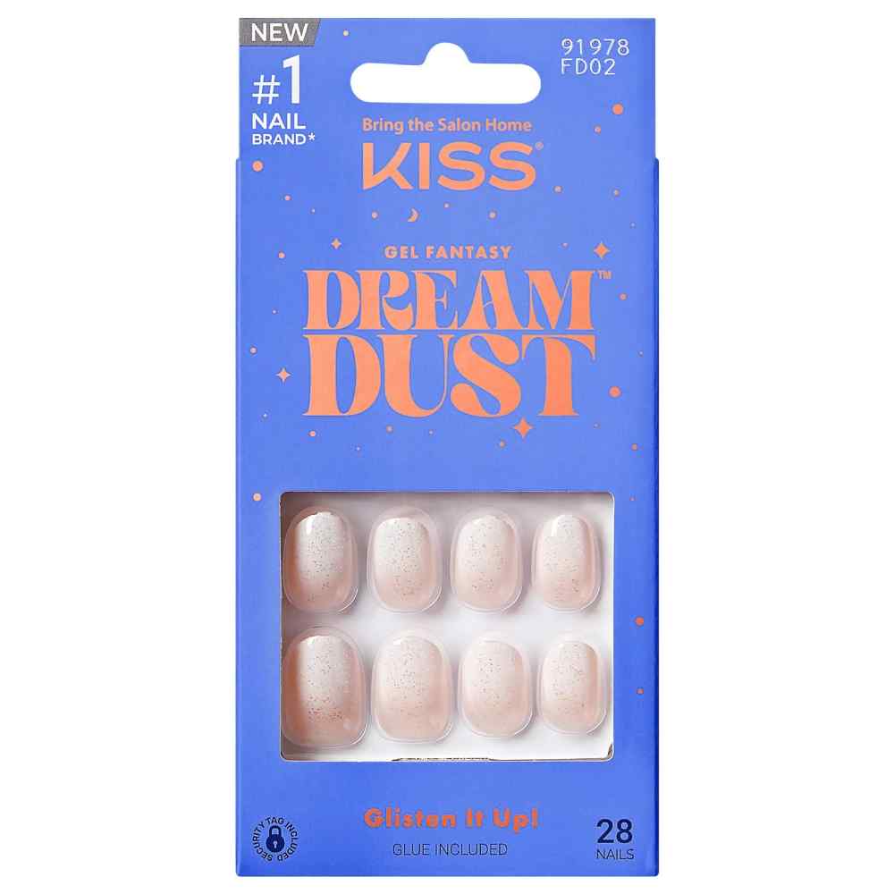 Unghii false Gel Fantasy Dreamdust Silver Spoon, 28 bucati, Kiss