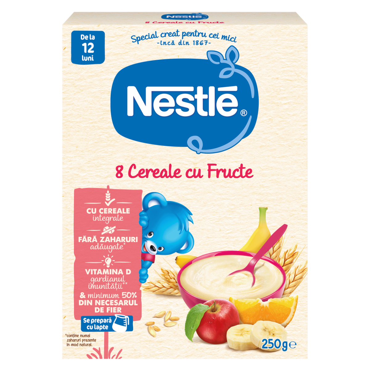 8 Cereale cu fructe +12 luni, 250g, Nestle
