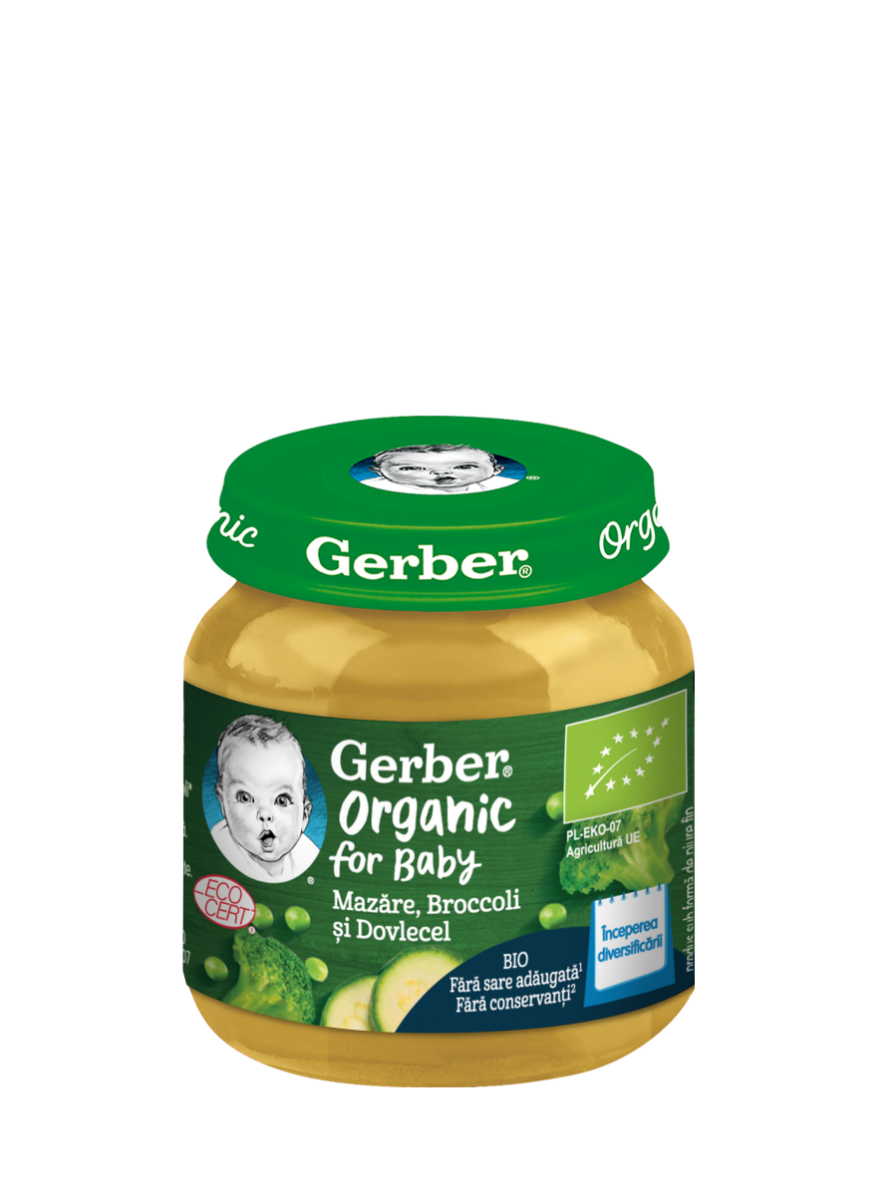 Mazare cu brocoli si dovlecel +4 luni, 125g, Gerber