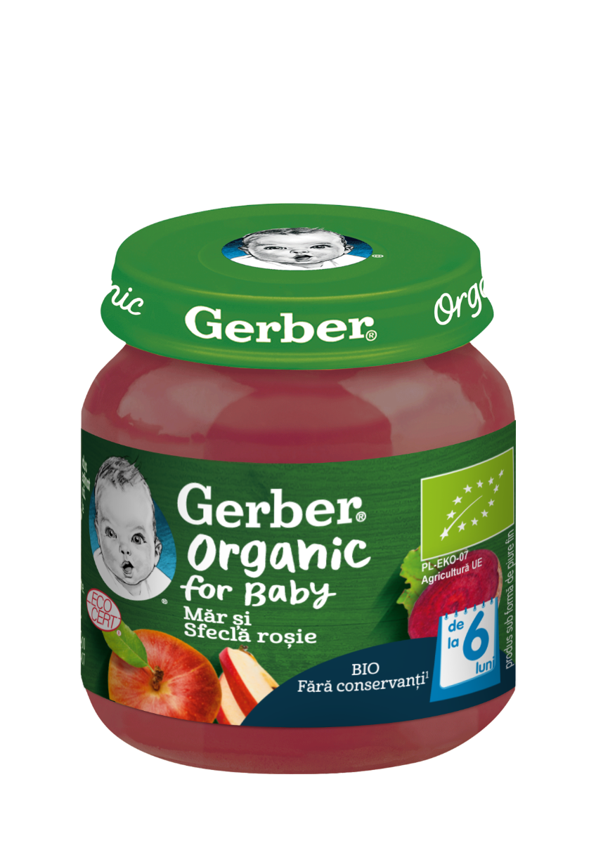 Piure Bio din mar si sfecla rosie de la 6 luni, 125g, Gerber
