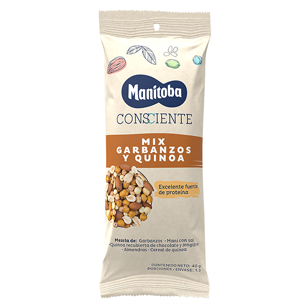 Mix de naut arahide migdale cereale de quinoa si quinoa invelita in ciocolata, 40g, Manitoba