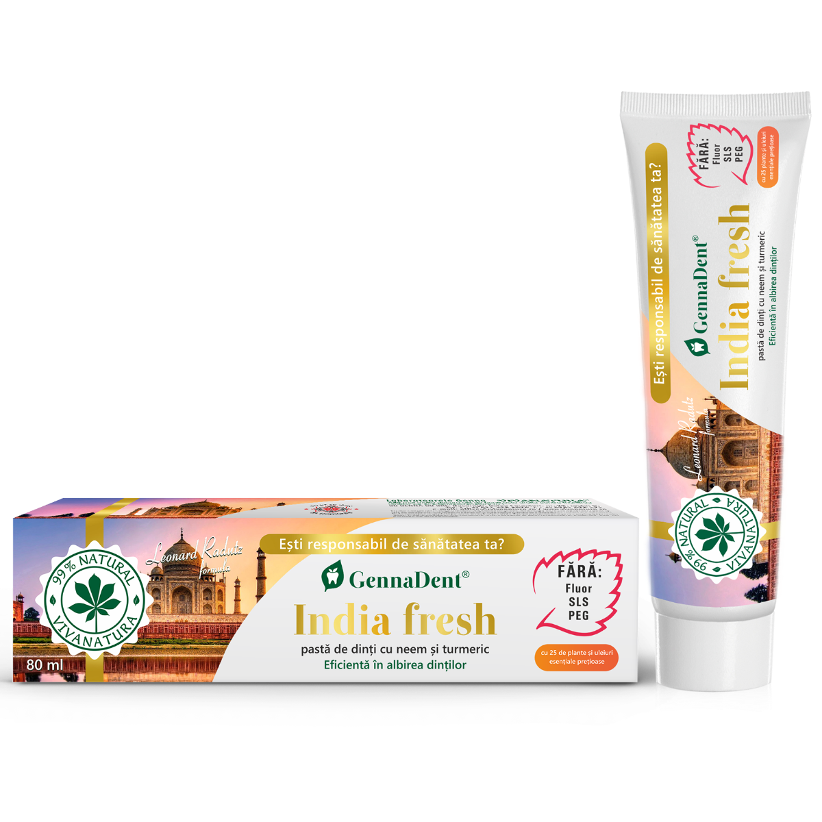 Pasta de dinti GennaGent India Fresh, 80ml, VivaNatura