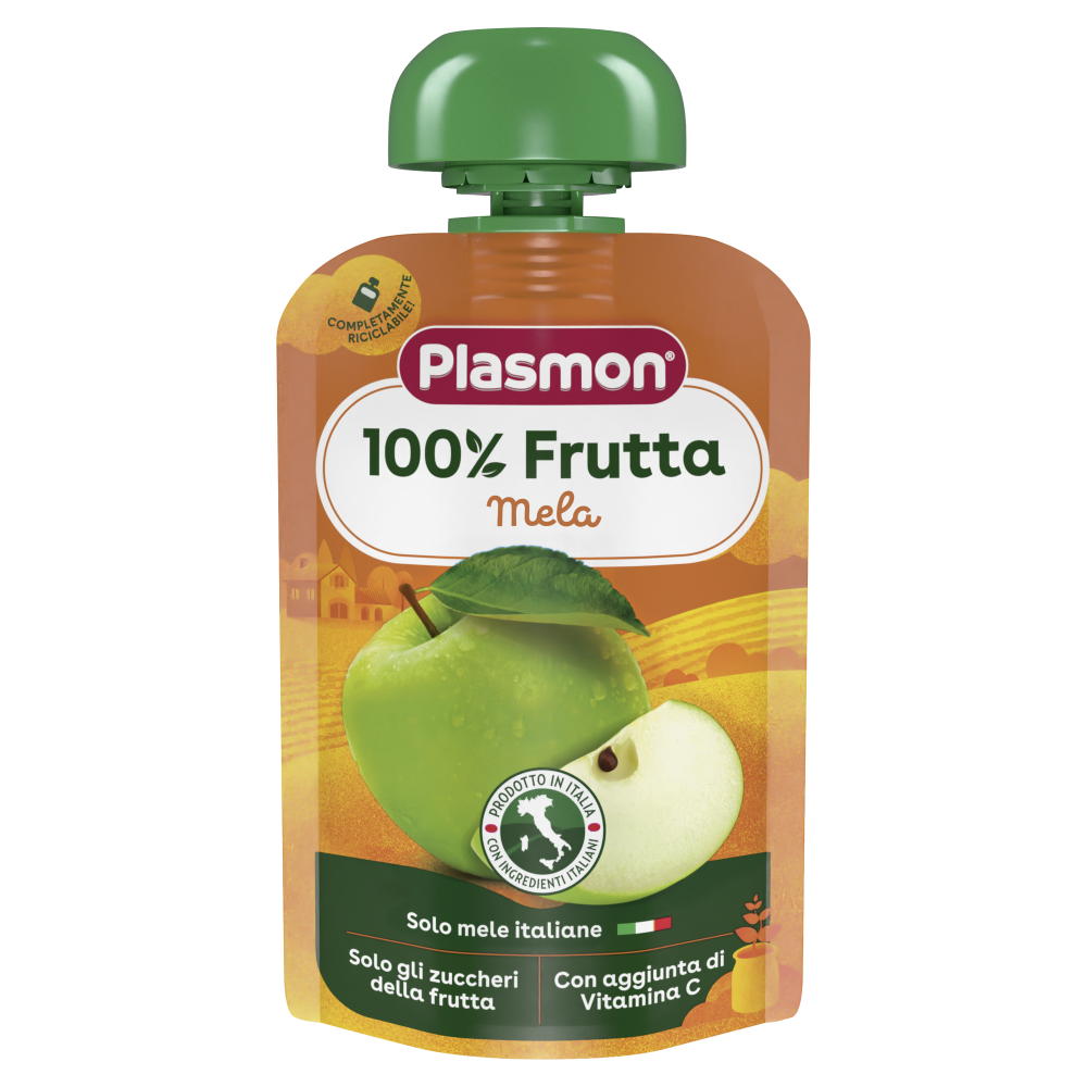 Piure din pulpa de mere si banane cu vitamina C, 100g, Plasmon