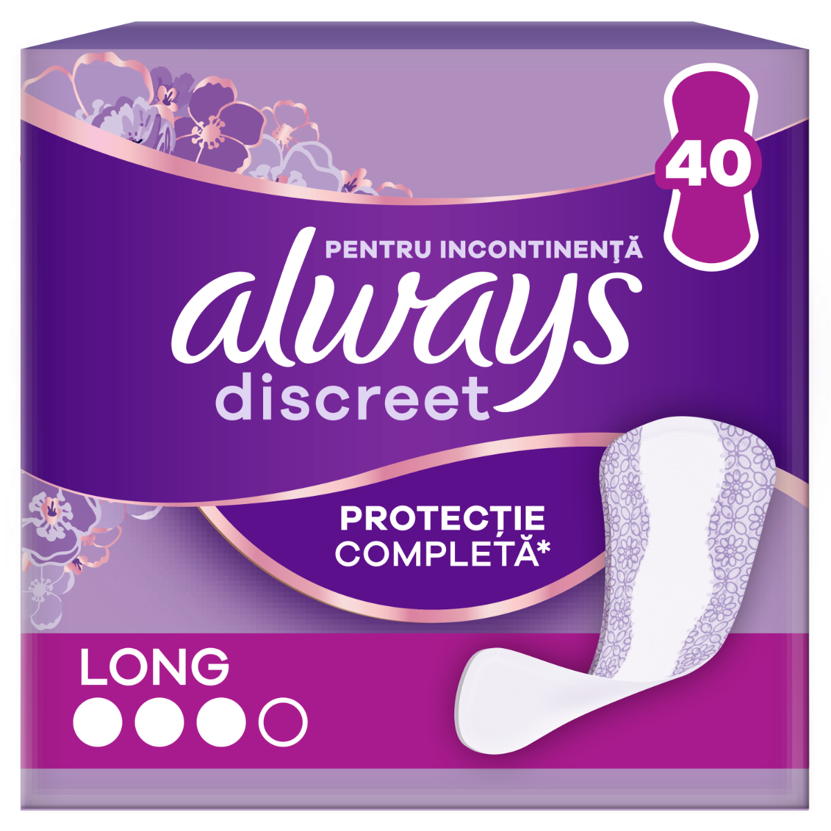 Absorbante pentru incontinenta urinara Discreet Long, 40 bucati, Always