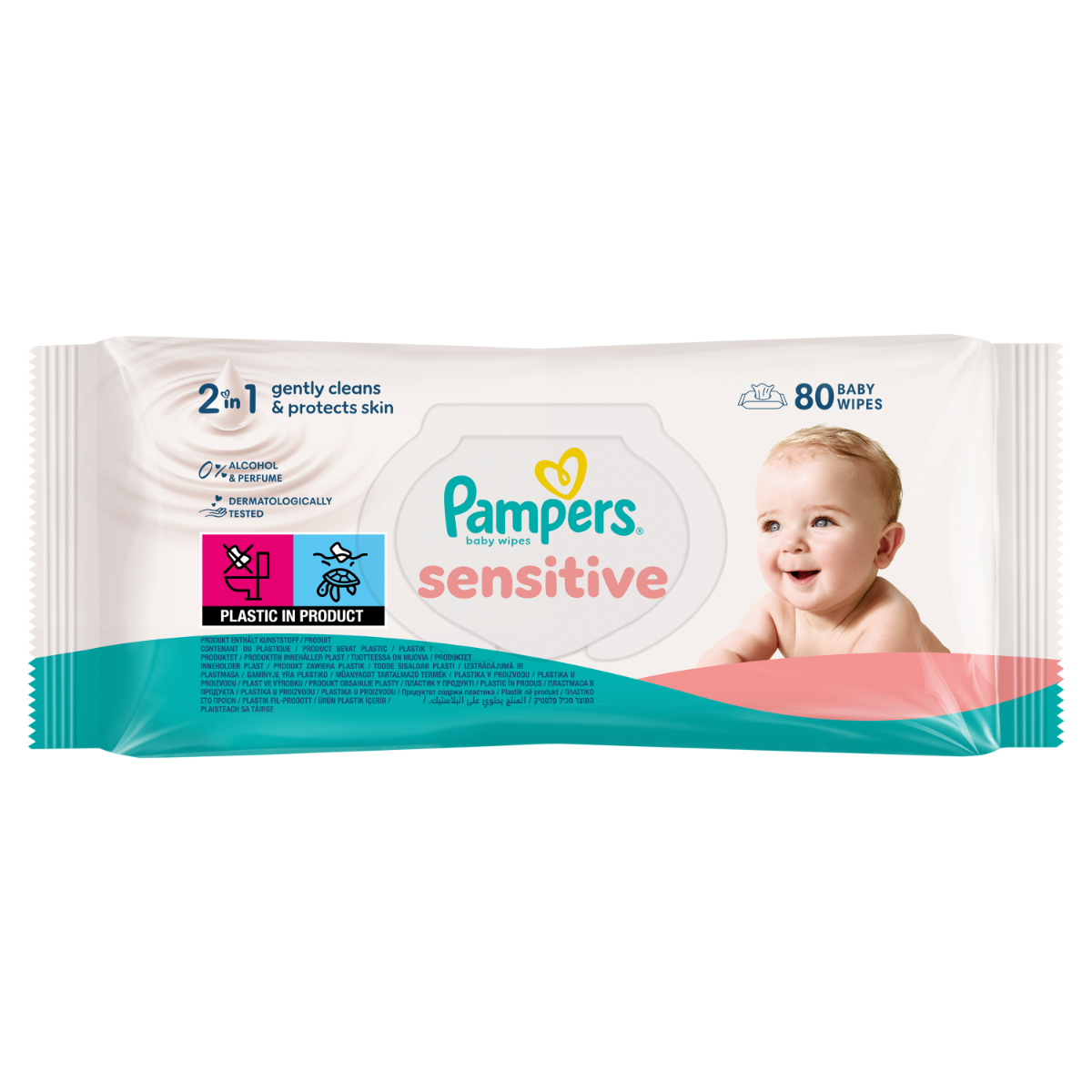 Servetele umede Sensitive, 80 bucati, Pampers