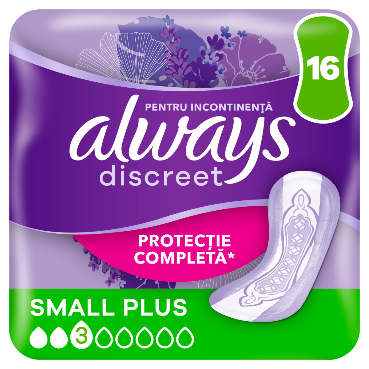 Absorbante pentru incontinenta urinara Discreet Small Plus, 16 bucati, Always