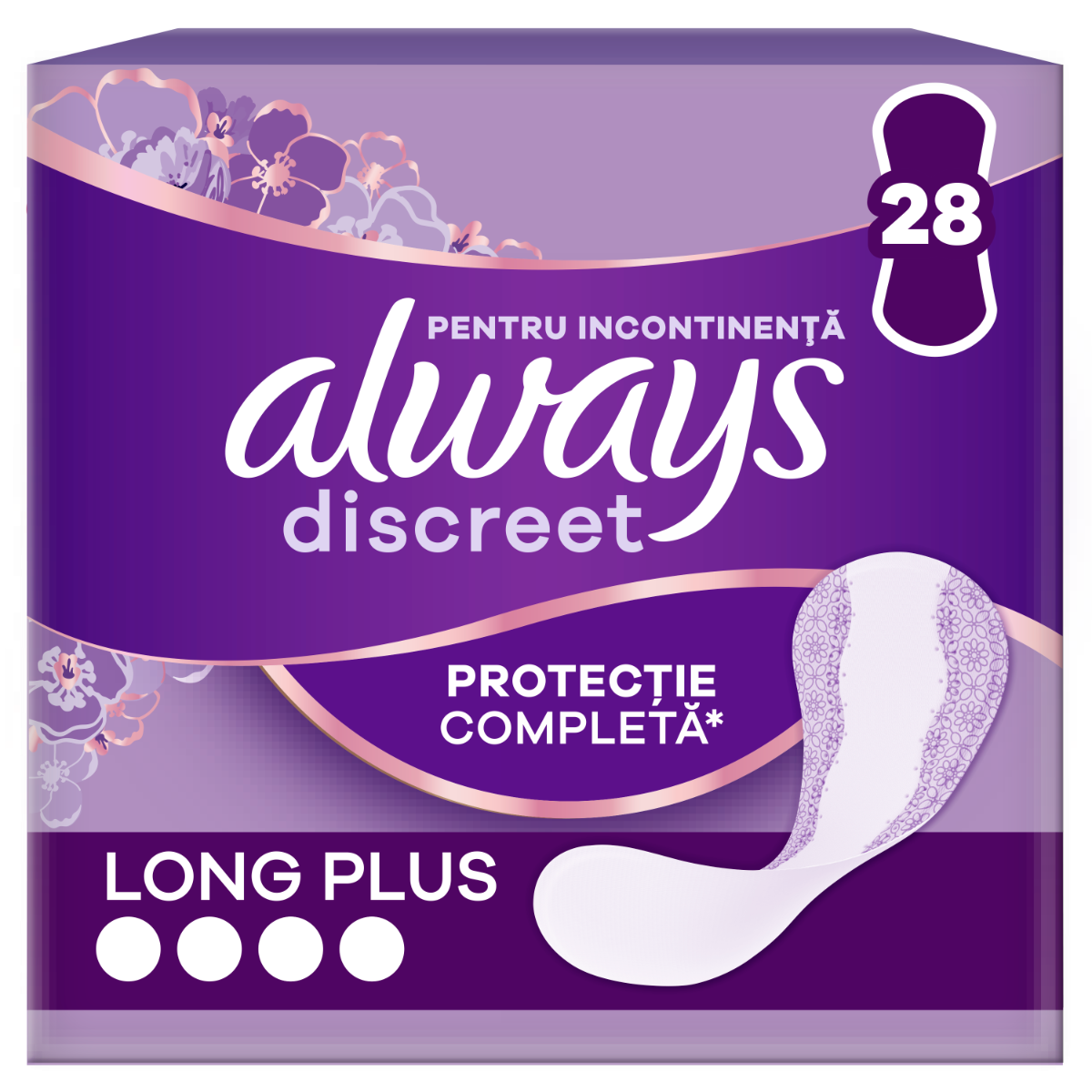 Absorbante pentru incontinenta urinara Discreet Long Plus, 28 bucati, Always