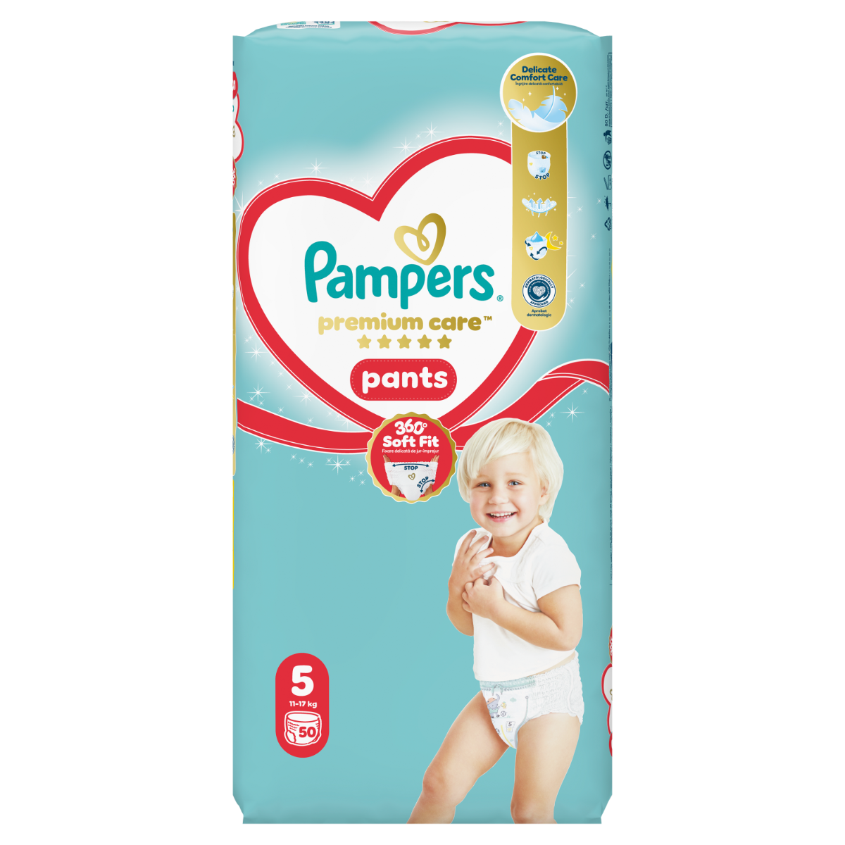 Scutece chilotel Premium Care Pants Marimea 5 11-17 kg, 50 bucati, Pampers