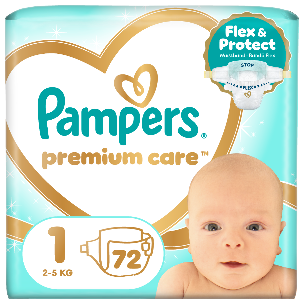 Scutece Premium Care Nr.1 pentru 2-5 kg, 72 bucati, Pampers