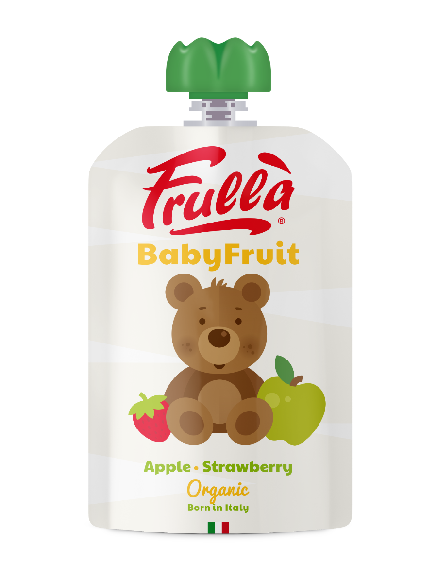 Piure pentru copii din mar si capsuni Baby Fruit Bio, 100g, Frulla