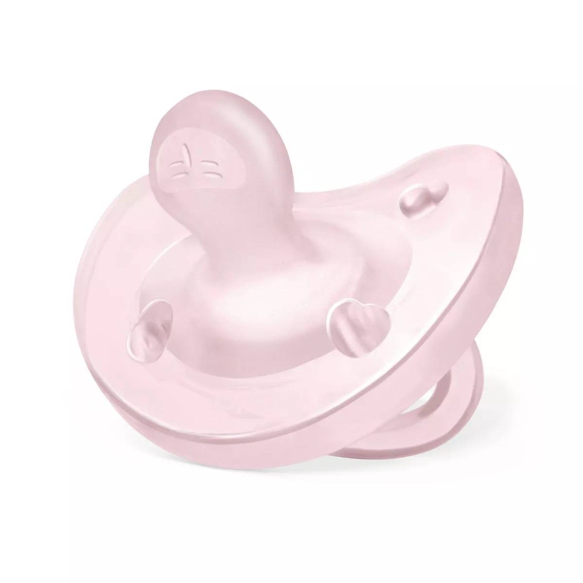 Suzeta anatomica din silicon PhysioSoft 0-6 luni Roz, 1 bucata, Chicco