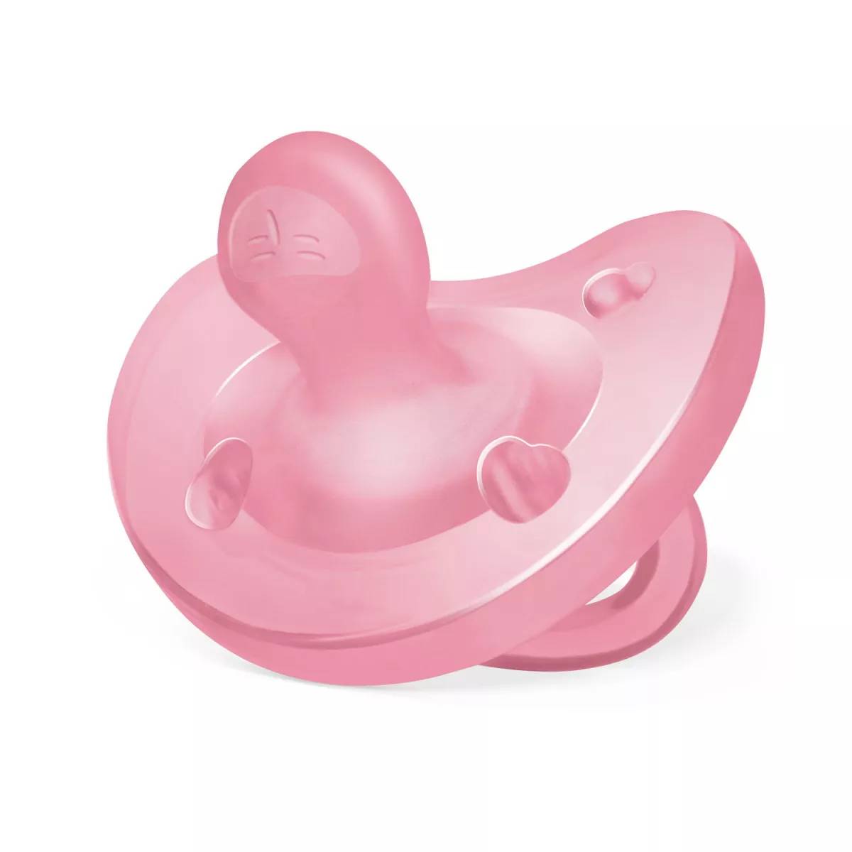 Suzeta anatomica din silicon PhysioSoft 6-16 luni Roz, 1 bucata, Chicco