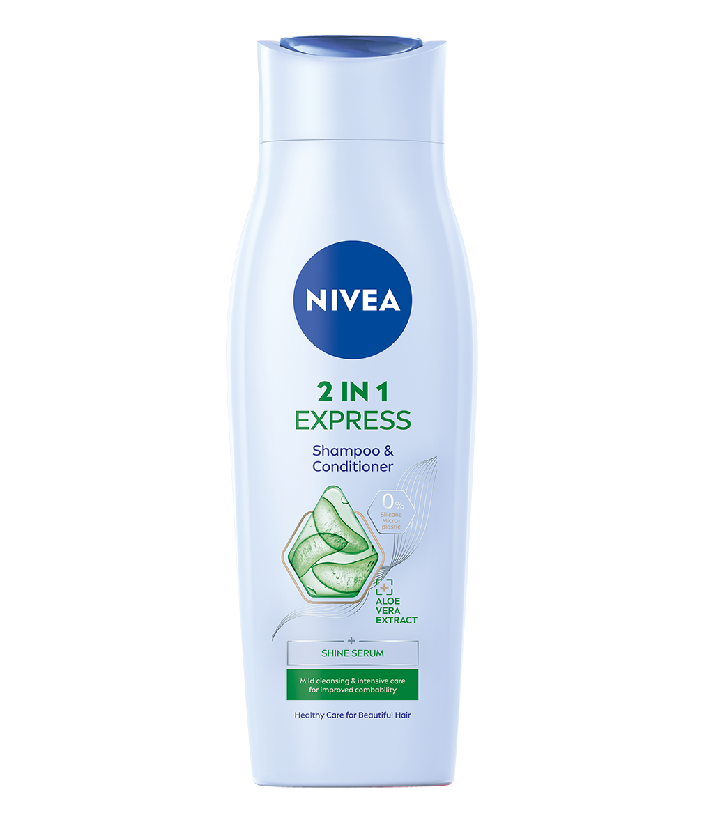 Sampon si Balsam 2 in 1 cu ser pentru stralucire si extract de Aloe Vera Express, 250ml, Nivea