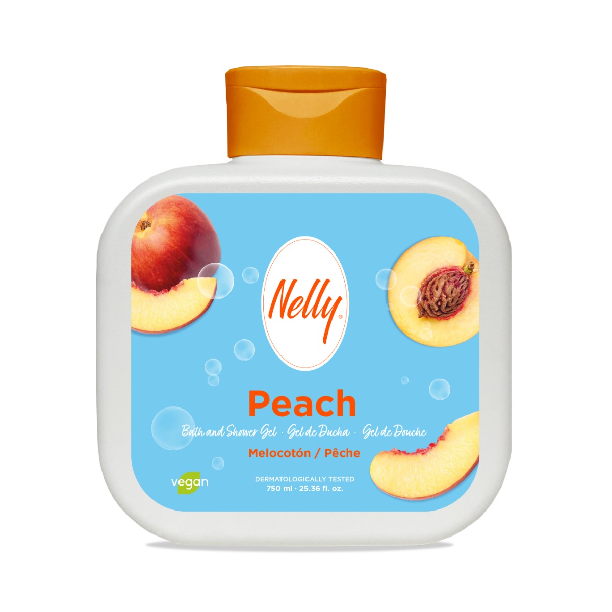 Gel de dus cu aroma de piersici, 750ml, Nelly