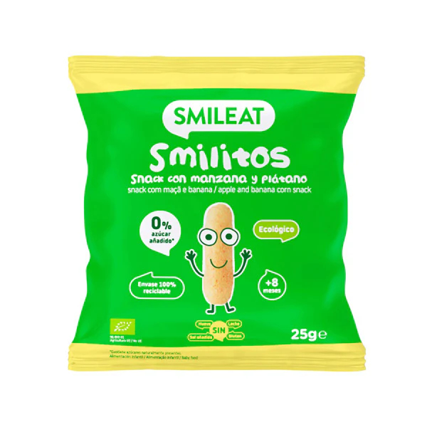 Pufuleti cu ulei de masline banane si mere +8 luni Bio Smilitos, 25g, Smileat