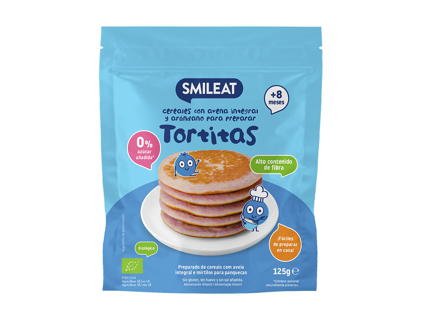 Mix pentru clatite cu cereale si afine de la 8 luni fara gluten Bio, 125g, Smileat