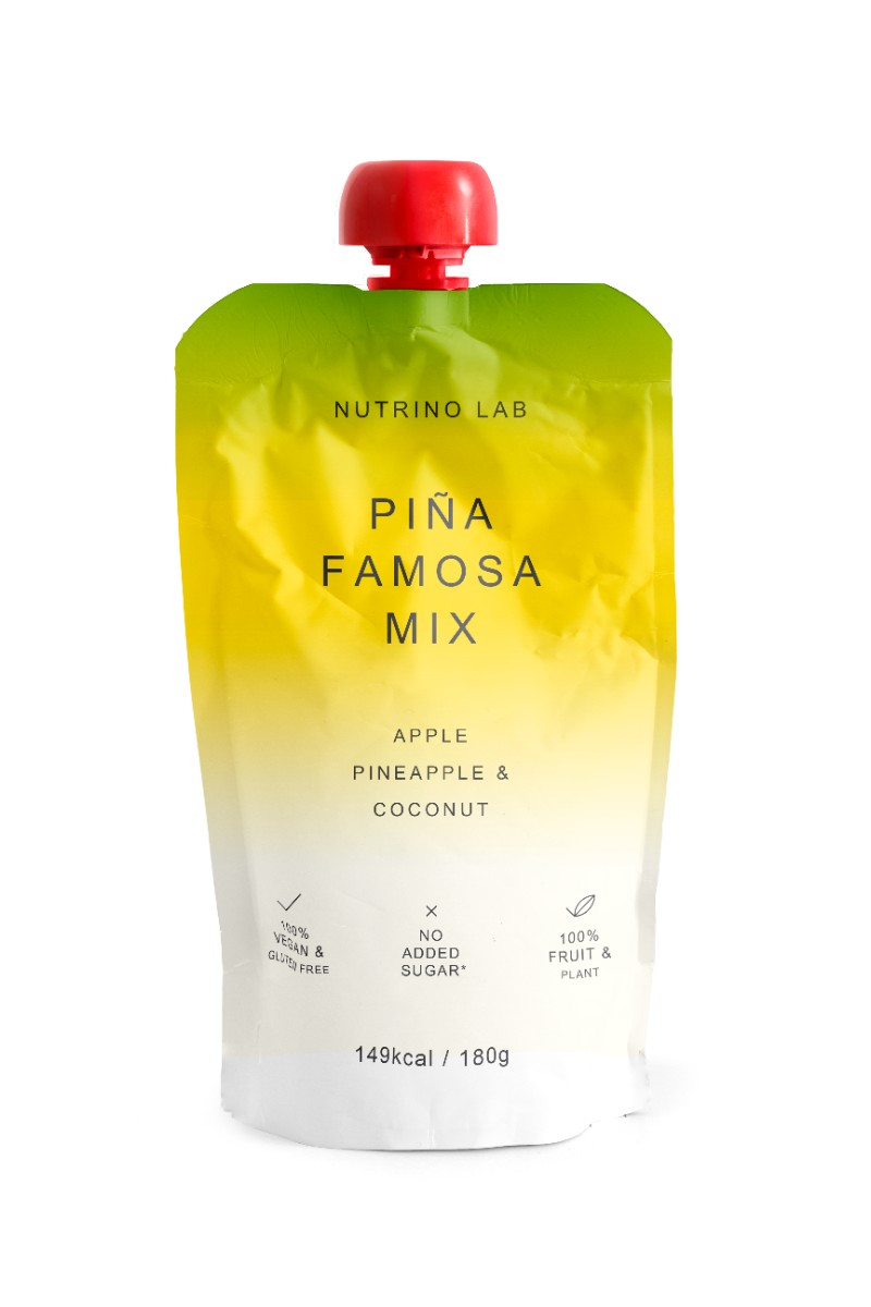 Piure pasteurizat din fructe cu mere ananas si nuca de cocos, 180g, Nutrino Lab