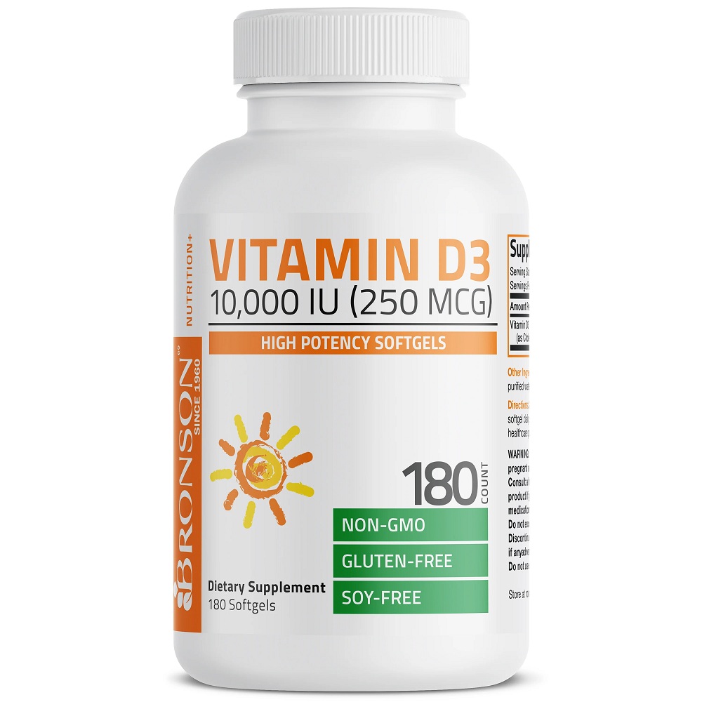 Vitamina D3 10000UI, 180 capsule, Bronson Laboratories
