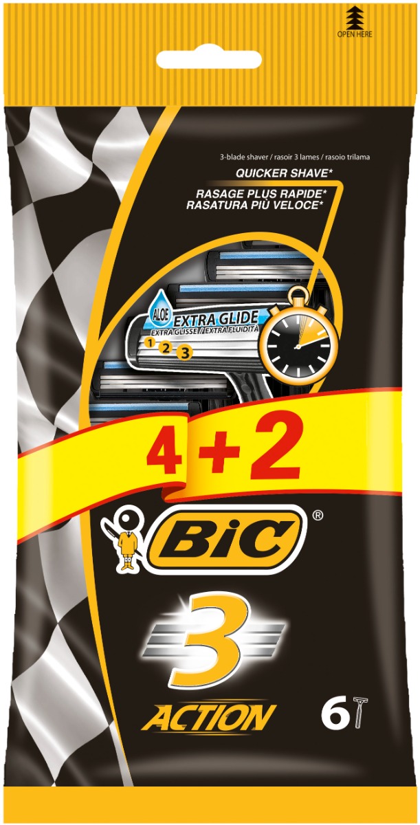 Pachet Aparat de ras Action 3, 6 bucati, BIC