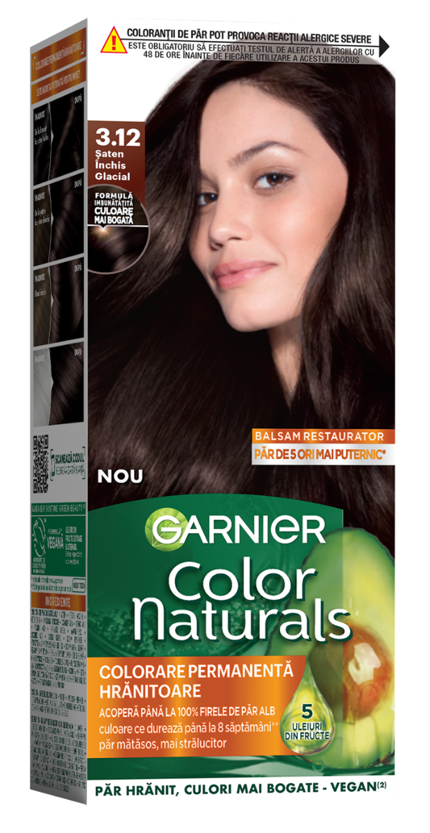 Vopsea de par permanenta Color Naturals 3.12 Saten Inchis Glacial, 112ml, Garnier