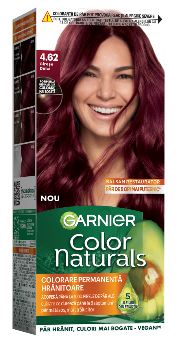 Vopsea de par permanenta Color Naturals 4.62 Cirese Dulci, 112ml, Garnier