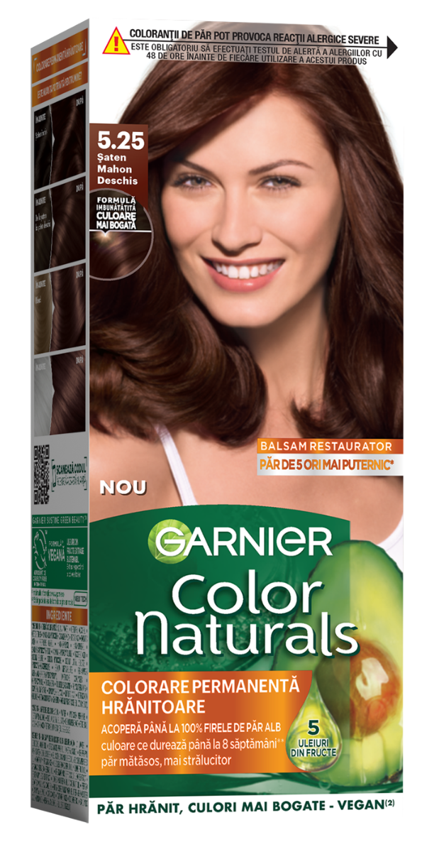 Vopsea de par permanenta Color Naturals 5.25 Saten Mahon Deschis, 112ml, Garnier