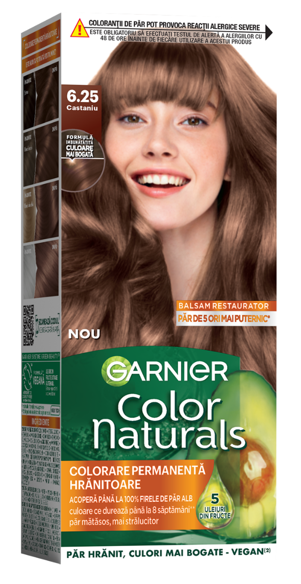 Vopsea de par permanenta Color Naturals 6.25 Castaniu, 112ml, Garnier