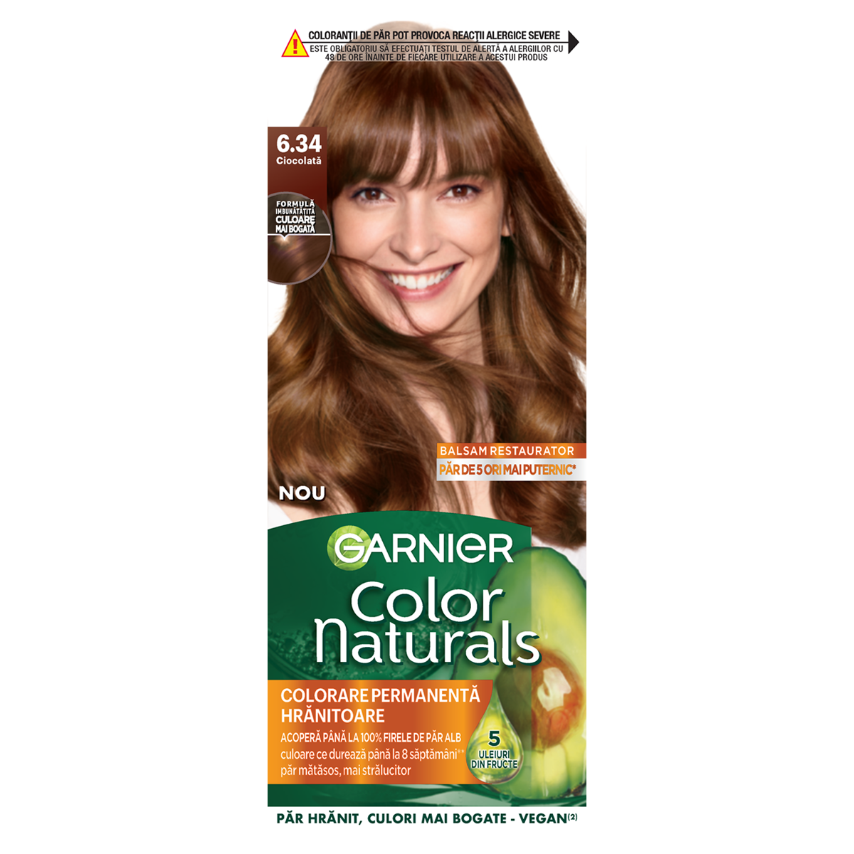 Vopsea de par permanenta Color Naturals 6.34 Ciocolata, 112ml, Garnier