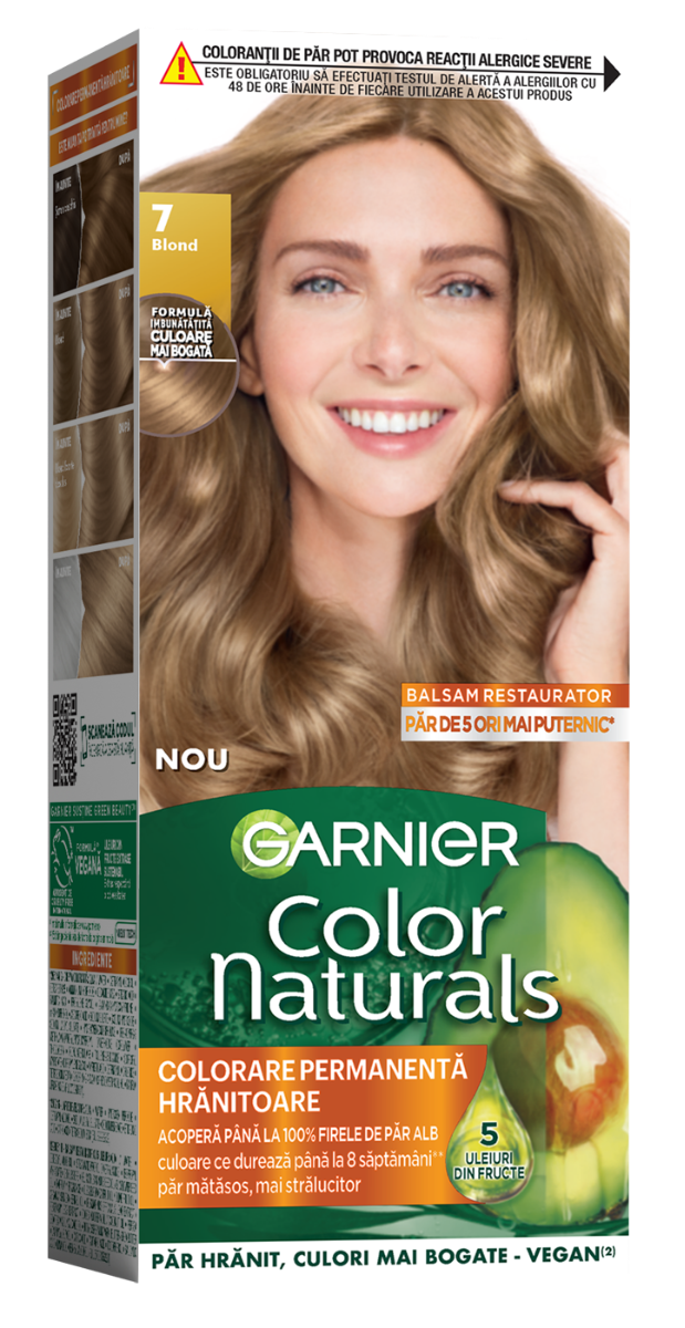 Vopsea de par permanenta Color Naturals 7 Blond, 112ml, Garnier