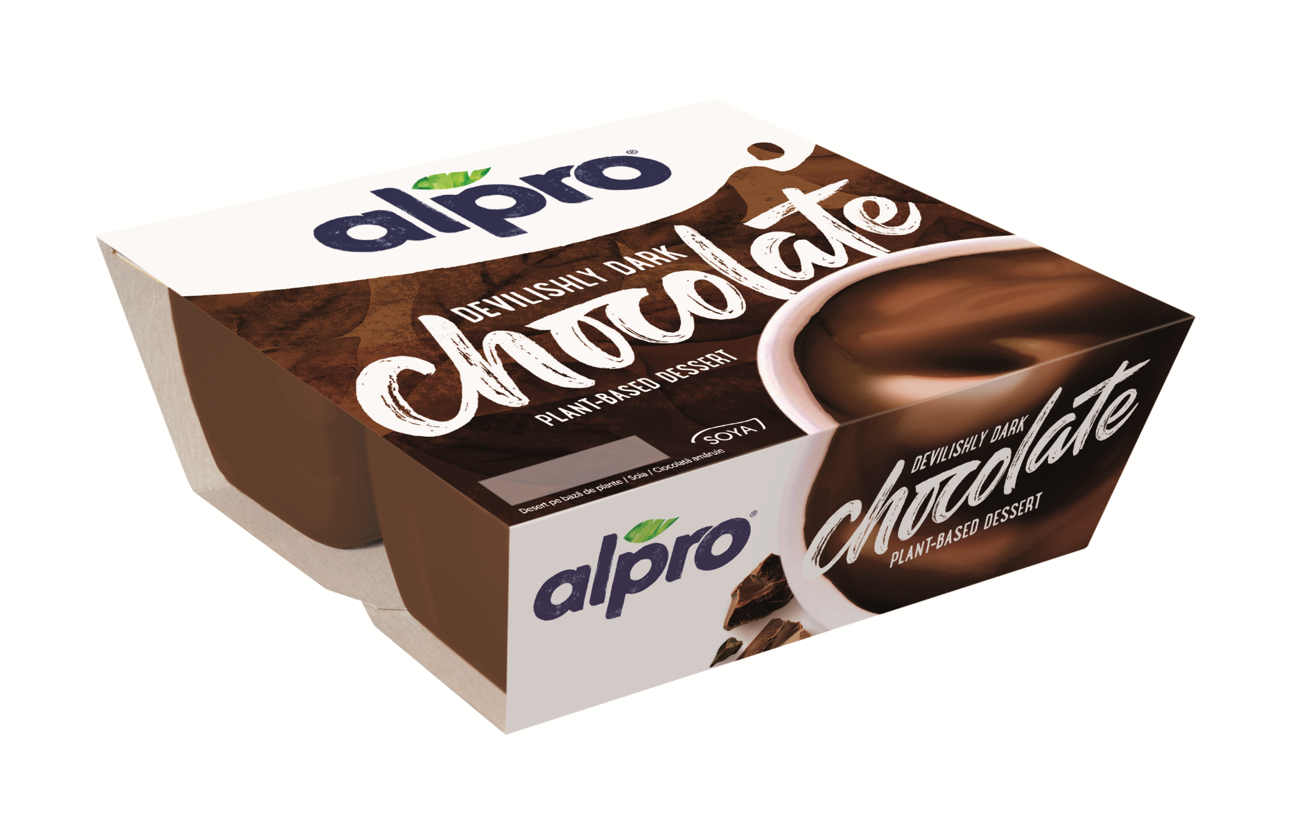 Desert din soia cu ciocolata neagra, 4 x 125g, Alpro