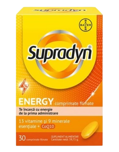 Multivitamine si minerale Supradyn Energy cu Coenzima Q10, 30 comprimate filmate, Bayer