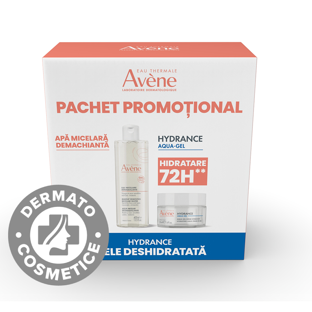 Pachet Hydrance Aqua gel 50ml + Apa micelara demachianta 400ml, Avene
