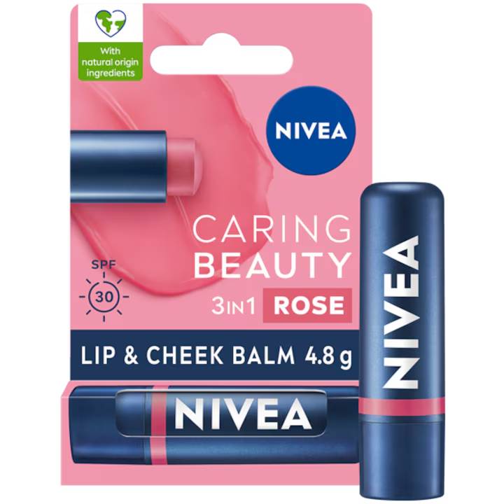 Balsam hidratant de buze Rose, 4.8g, Nivea