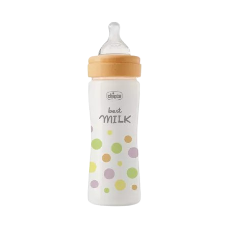 Biberon cu tetina din silicon si flux mediu Perfect Easy Fetite, 250ml, Chicco