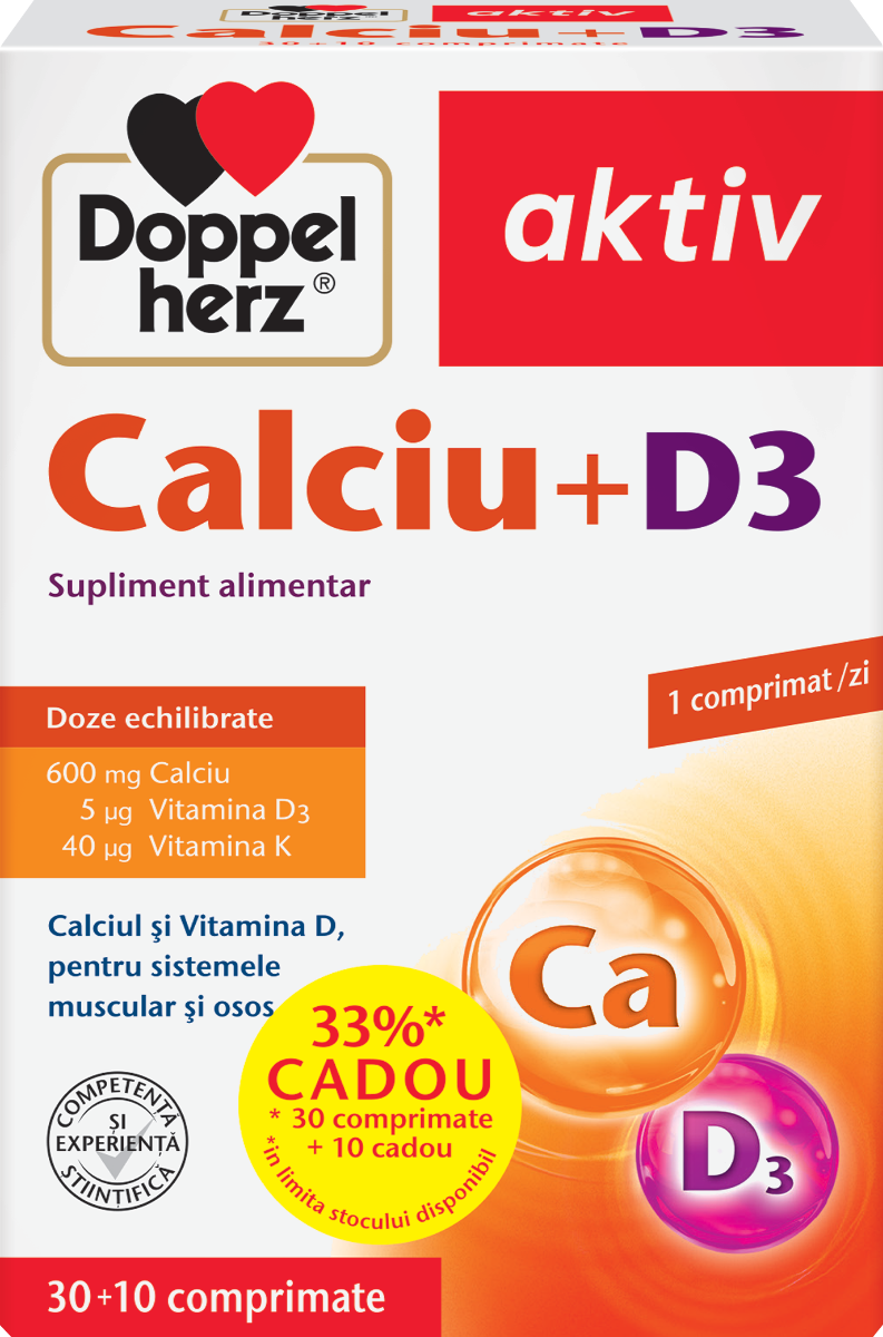 Calciu + D3, 30 comprimate + 10 comprimate cadou, Doppelherz