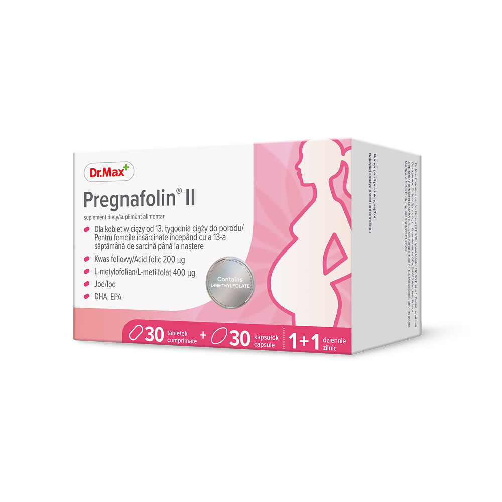 Dr. Max Pregnafolin II, 30 comprimate filmate + 30 capsule moi