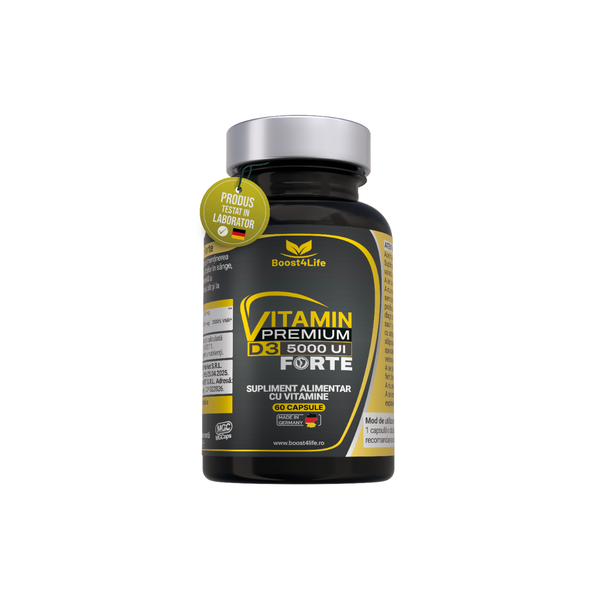 Vitamina D3 Premium Forte 5000 UI, 60 capsule moi, Boost4Life