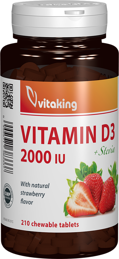 Vitamina D3 2000UI, 210 comprimate masticabile, Vitaking