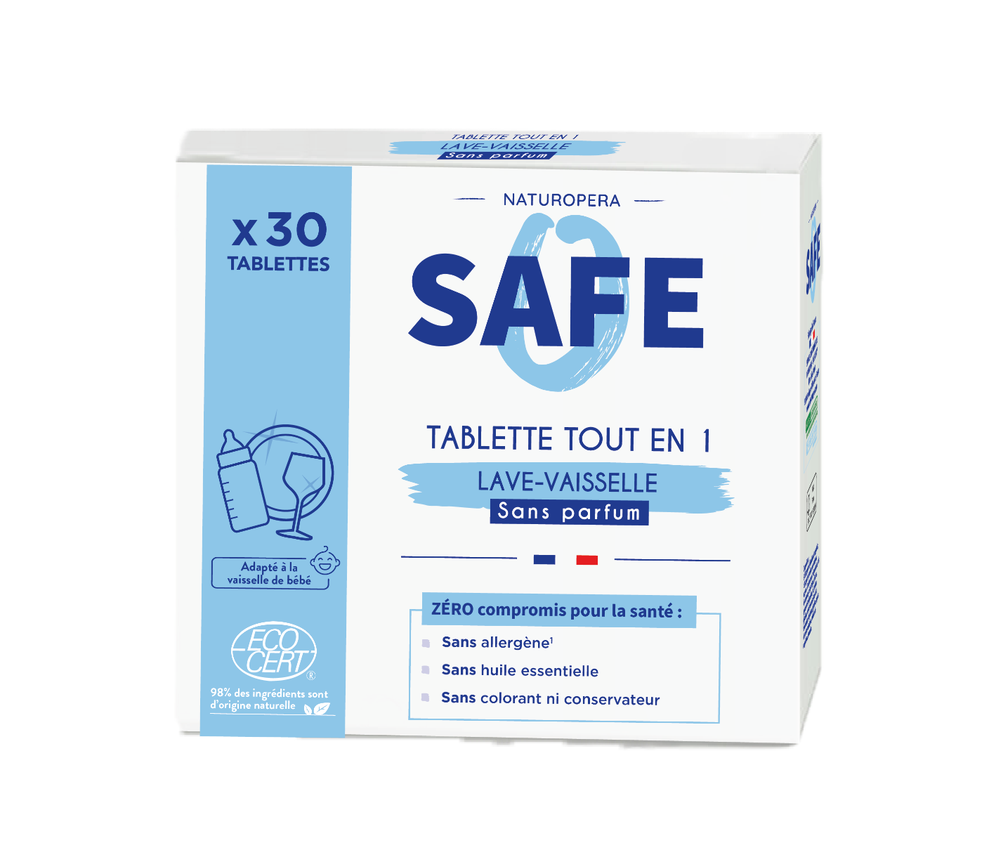 Tablete all-in-1 bio pentru masina de spalat vase fara parfum si alergeni, 30 bucati, Safe