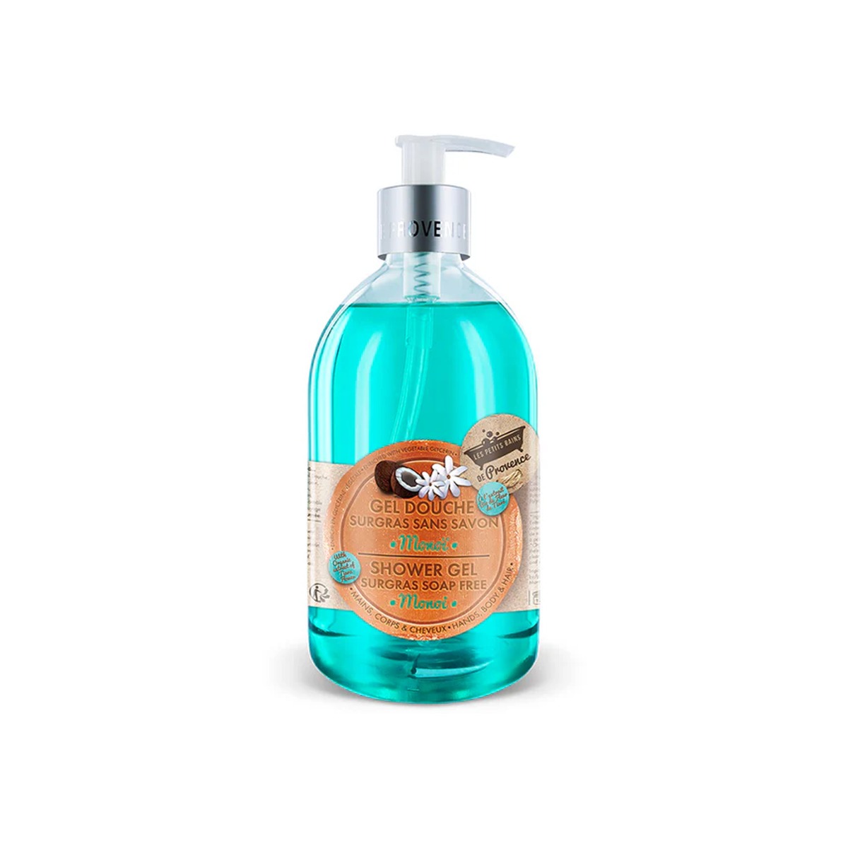 Gel de dus cu Monoi Surgras fara sapun, 500ml, Les Petites Bains de Provence