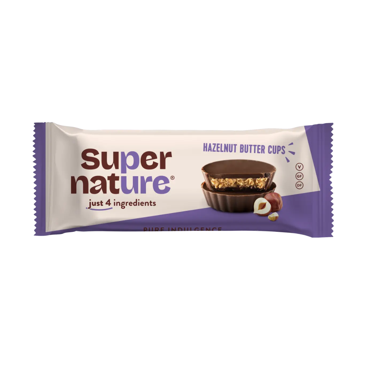 Cupe de ciocolata cu unt de alune de padure bio, 34g, Super Nature
