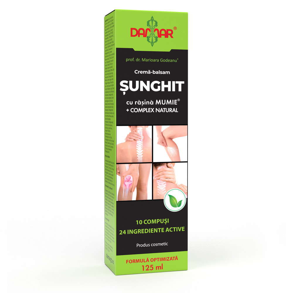 Crema-balsam Sunghit cu Rasina Mumie si Complex Natural pentru articulatii coloana si vene, 125ml, Damar