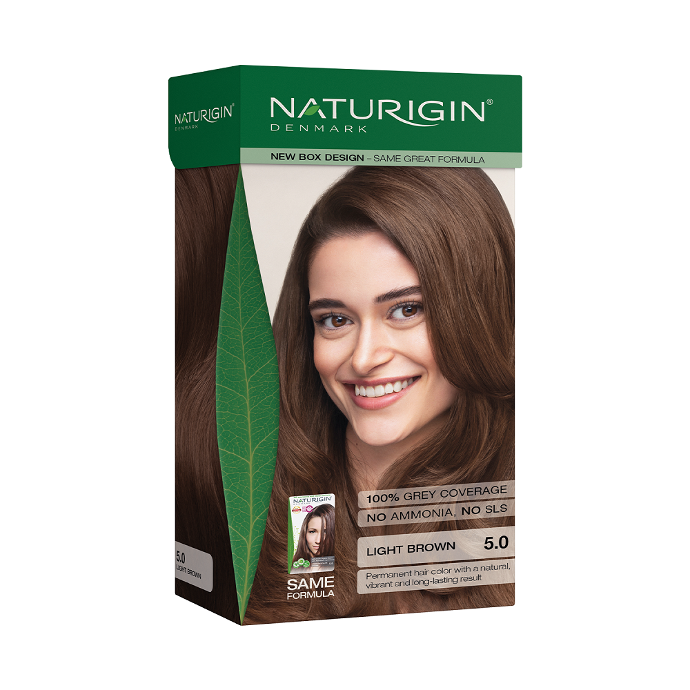 Vopsea de par Light Brown 5.0, 115ml, Naturigin