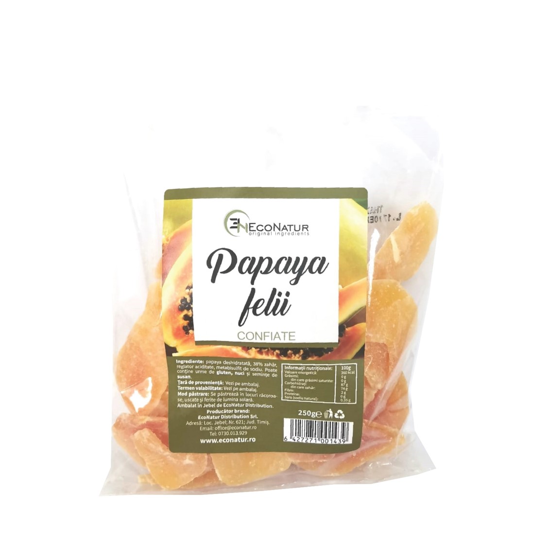 Papaya confiat, 250g, EcoNatur