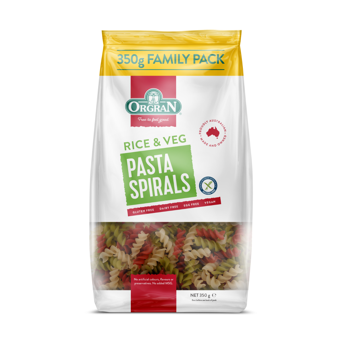Paste spirale din orez si legume, 350g, Orgran