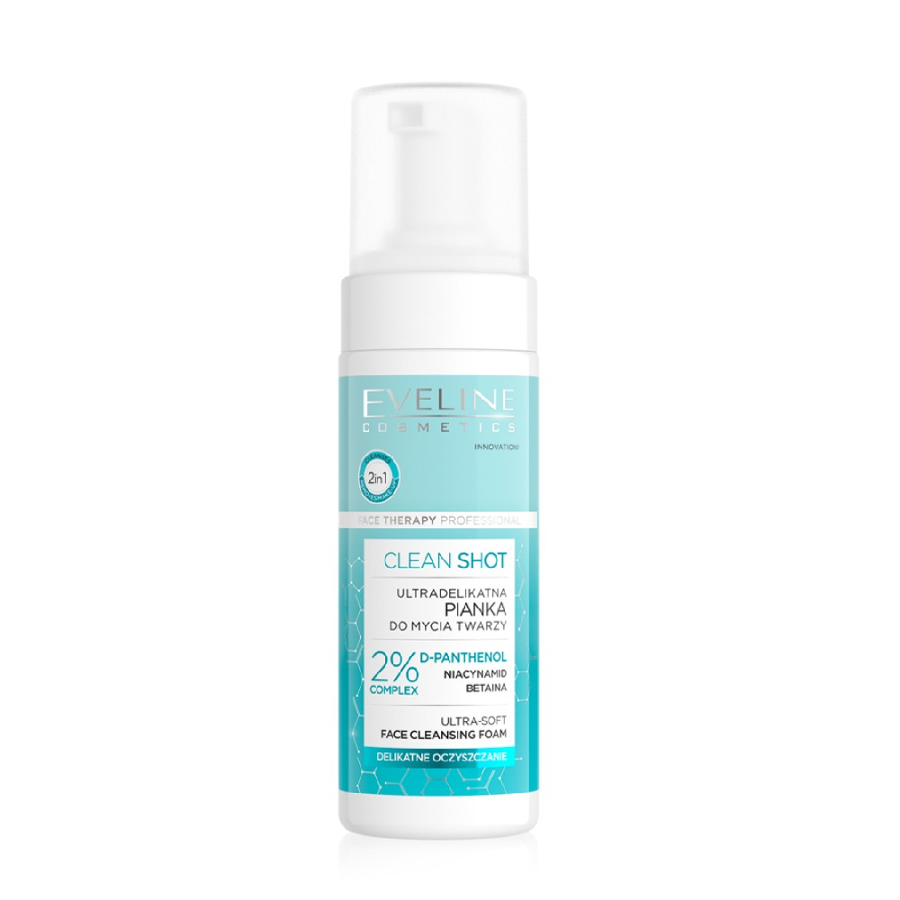 Spuma pentru curatare ten cu D-Panthenol Clean Shot, 150ml, Eveline